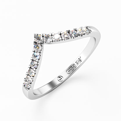 The Chevron Band - Gold Diamond V-Shape Stackable Ring by Gehnok
