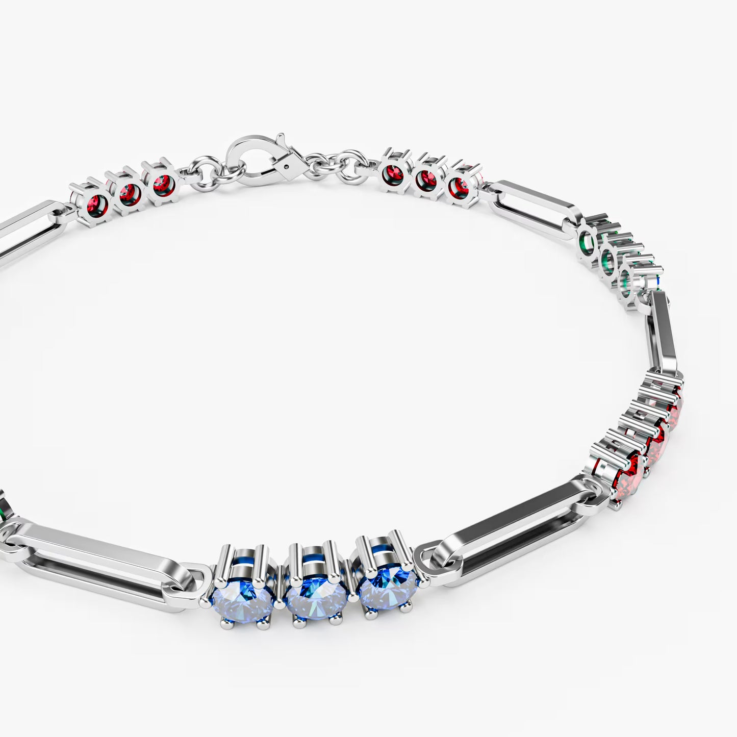 The Prism - Women's Rainbow Multi-Color Gemstone Paperclip Chain Bracelet