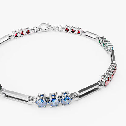 The Prism - Women's Rainbow Multi-Color Gemstone Paperclip Chain Bracelet