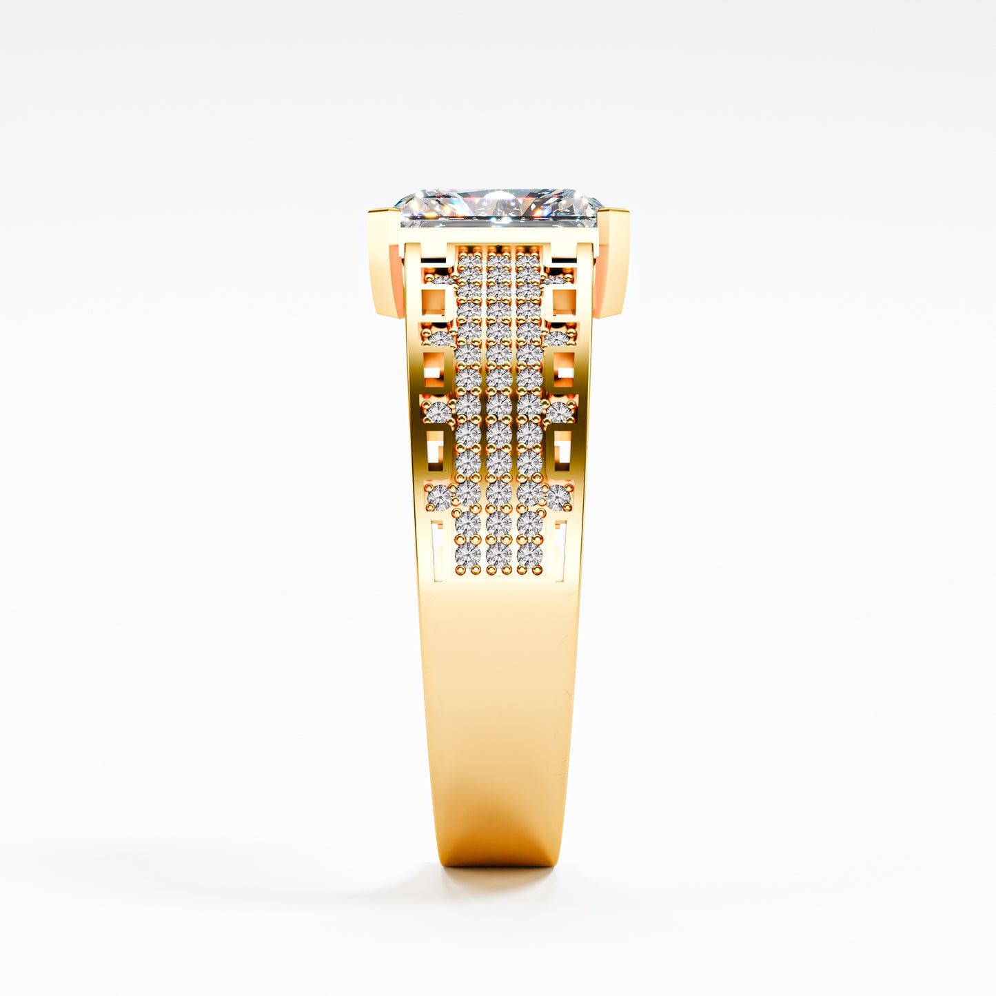 The Lattice - Men's Emerald Cut Diamond & Pavé Ring
