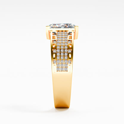 The Lattice - Men's Emerald Cut Diamond & Pavé Ring