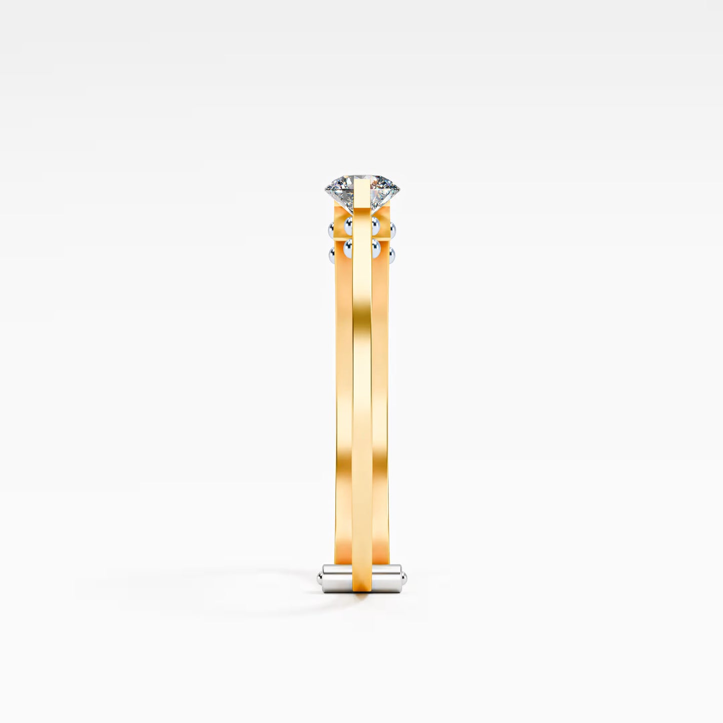 Double Rail Open-Shank Solitaire Ring