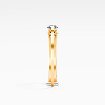 Double Rail Open-Shank Solitaire Ring