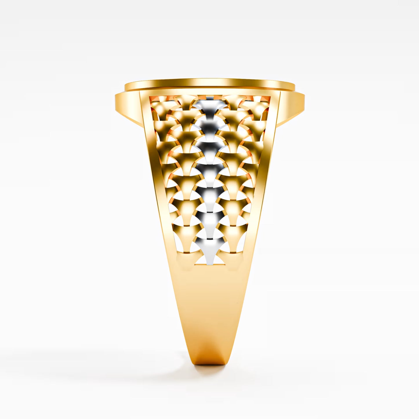 The Woven Dome - Tri-Color Gold Diamond Cluster Ring
