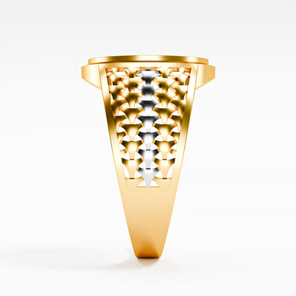 The Woven Dome - Tri-Color Gold Diamond Cluster Ring