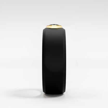 The Onyx Hex - Black Diamond Octagon Bezel Ring