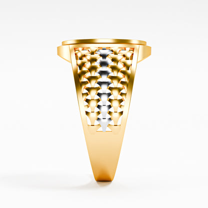 The Woven Dome - Tri-Color Gold Diamond Cluster Ring