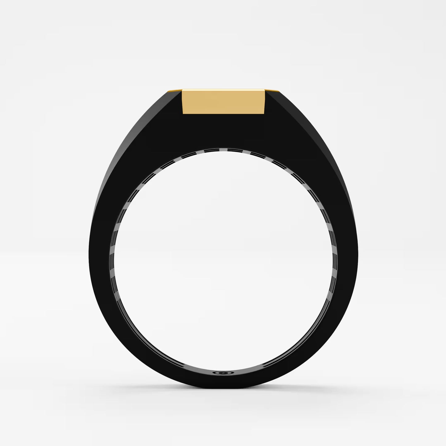 The Onyx Crown - Emerald Cut Diamond Ring on Black Onyx Band