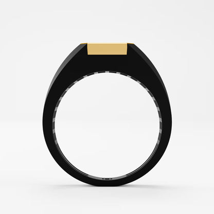 The Onyx Crown - Emerald Cut Diamond Ring on Black Onyx Band