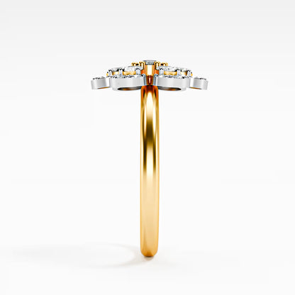 The Blossom - Two-Tone Gold Floral Diamond Cluster Ring by Gehnok