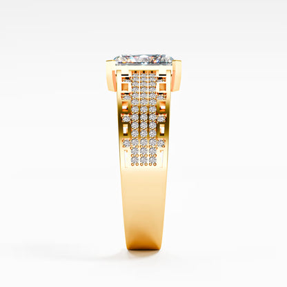 The Lattice - Men's Emerald Cut Diamond & Pavé Ring