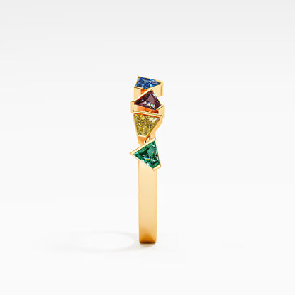 Four-Stone Trillion Cascade Ring