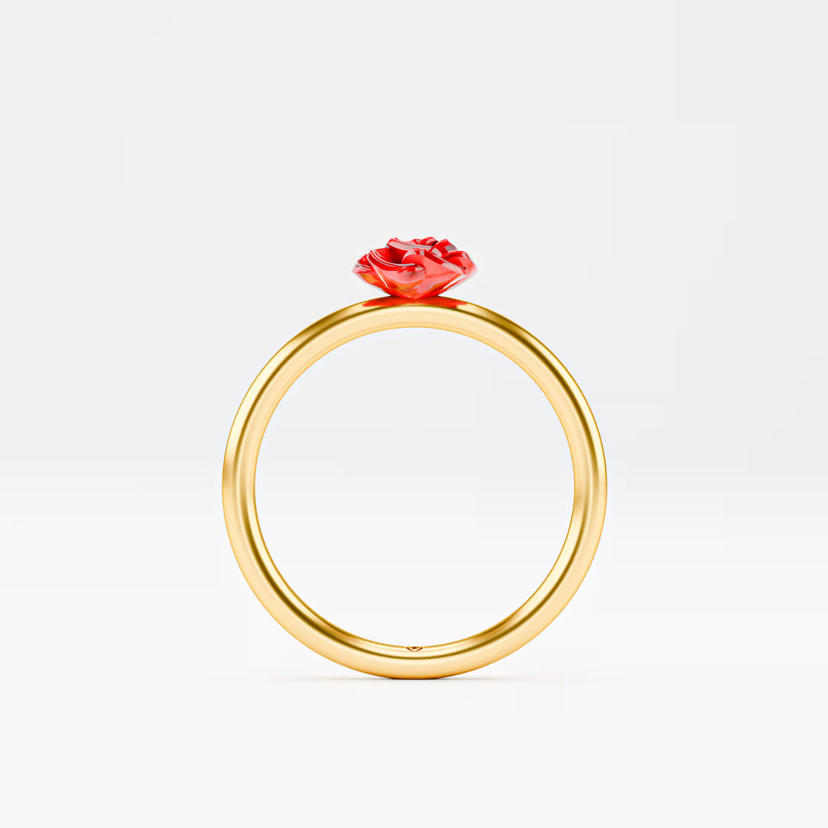 Red Enamel Rose Ring