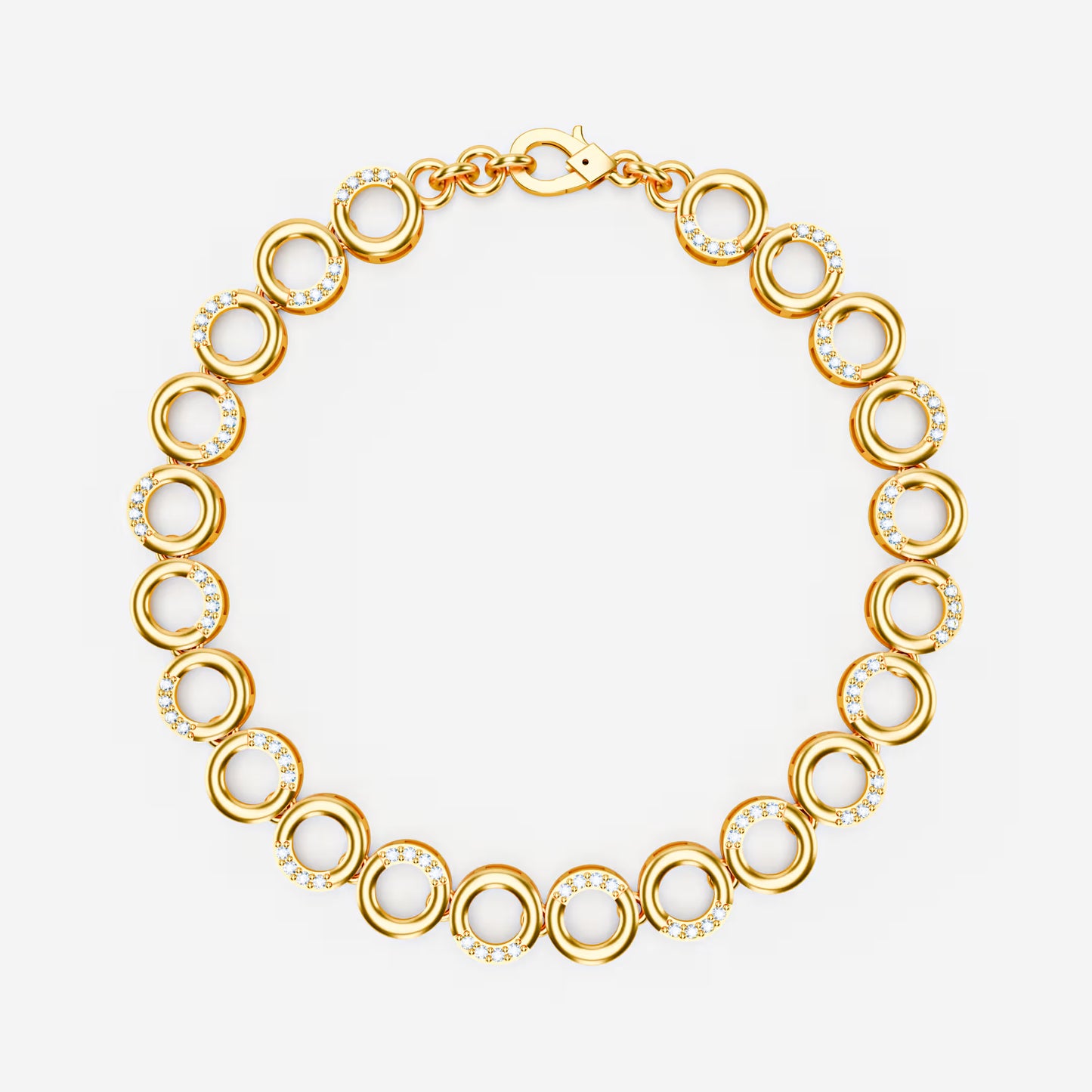 The Circle Link - Two-Tone Gold Diamond Pavé Geometric Bracelet