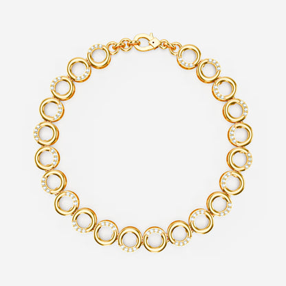 The Circle Link - Two-Tone Gold Diamond Pavé Geometric Bracelet