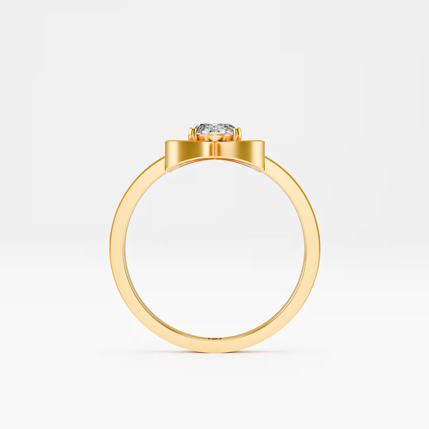 Lotus Four-Petal Solitaire Ring