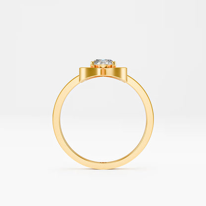 Lotus Four-Petal Solitaire Ring