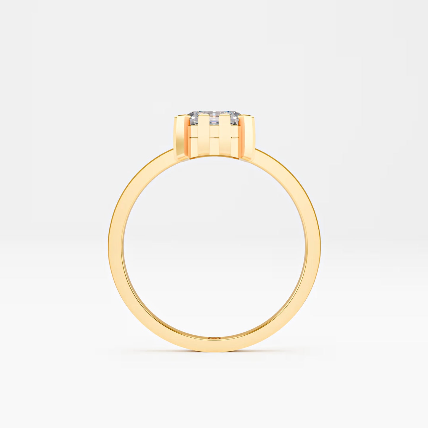 The Asscher -  Art Deco Geometric Cage Asscher Cut Diamond Ring