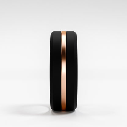 The Onyx Stripe - Black Onyx Band with Gold Center Inlay