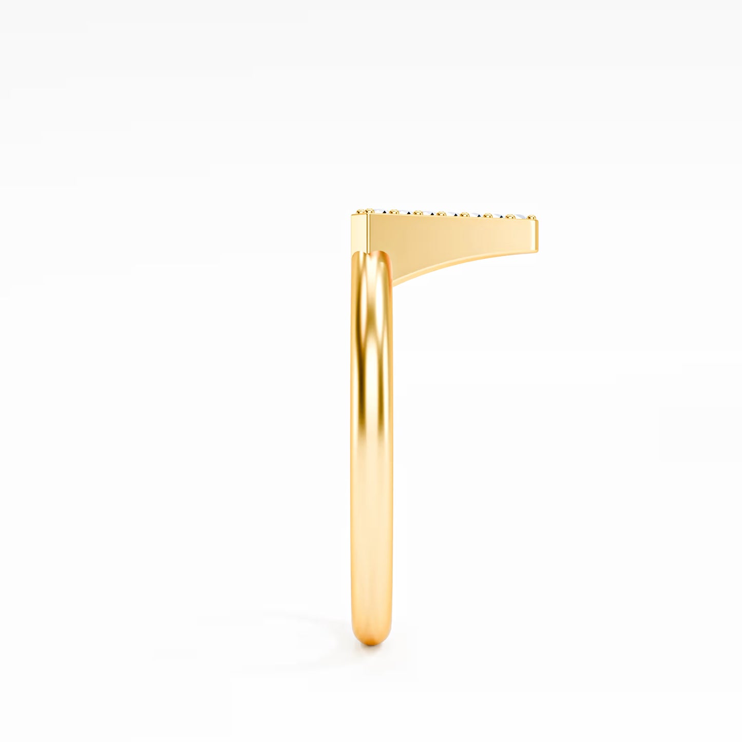 Geometric Pavé Chevron Band - Gold Diamond Triangle Ring