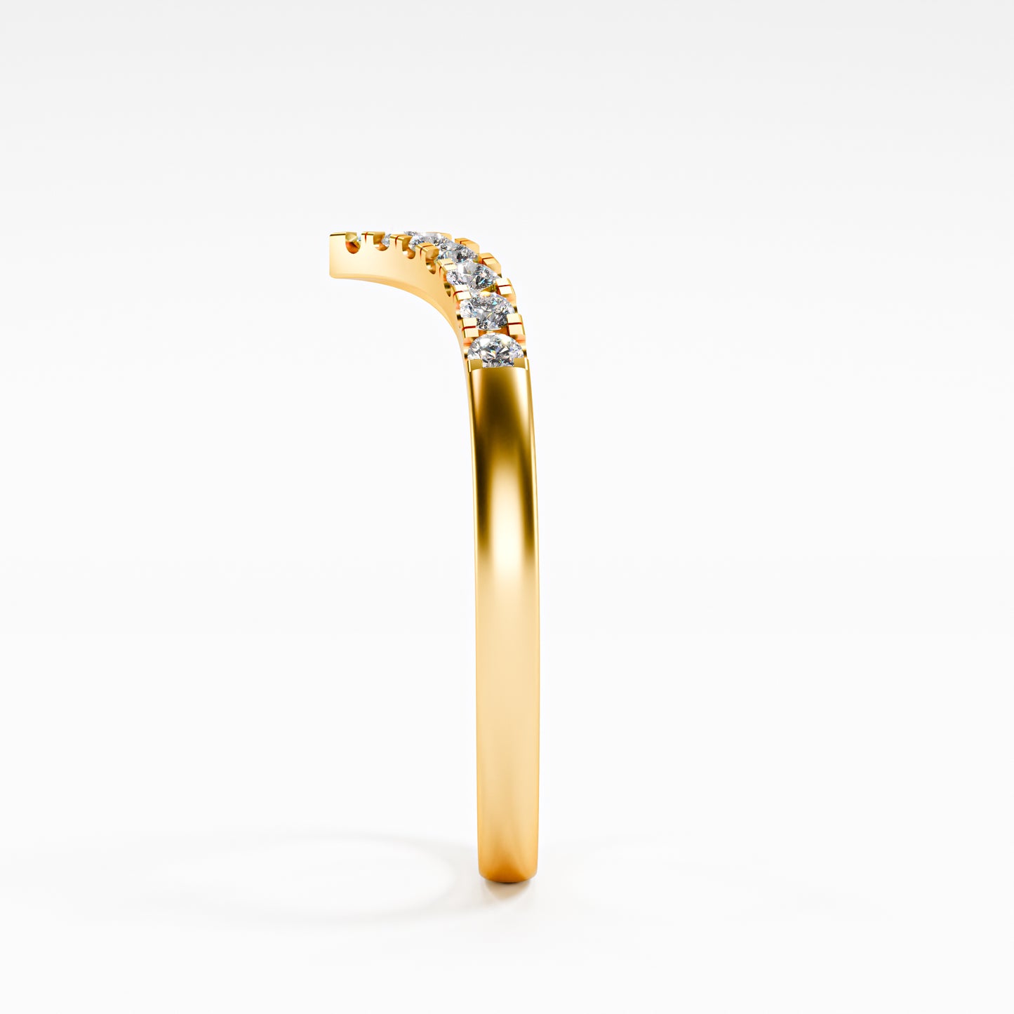 14K Solid Gold Diamond Chevron Ring | V-Shape Pavé Diamond Wedding Band | Wishbone Stackable Ring | Curved Diamond Bridal Band | Minimalist Stacking Ring for Her