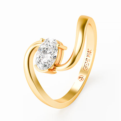 The Swirl - Oval Diamond Bypass Loop Ring by Gehnok