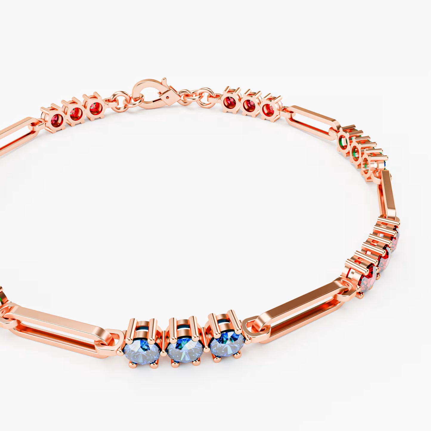 The Prism - Women's Rainbow Multi-Color Gemstone Paperclip Chain Bracelet