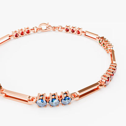 The Prism - Women's Rainbow Multi-Color Gemstone Paperclip Chain Bracelet