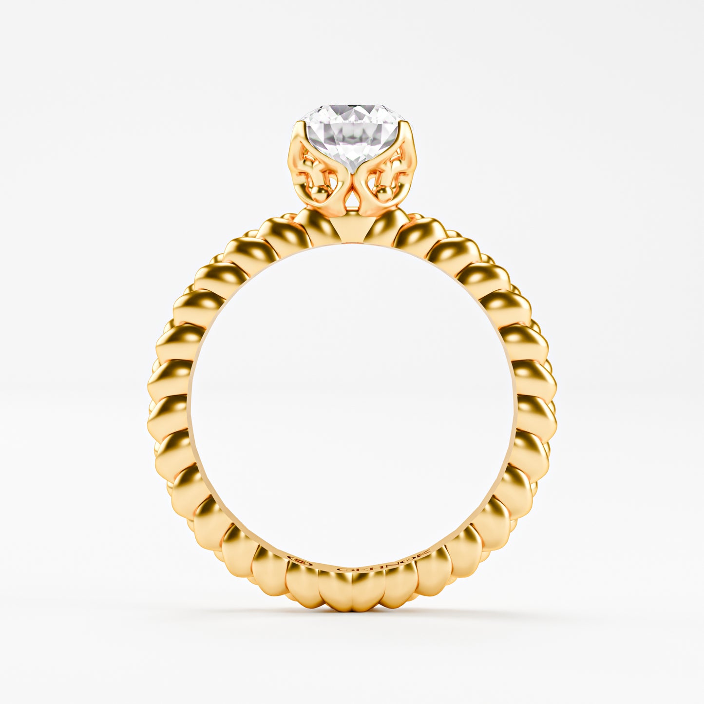 14K Solid Gold Rope Band Solitaire Diamond Ring | Twisted Braid Engagement Ring | Round Brilliant Diamond | Unique Proposal Ring for Her | Handcrafted Fine Jewelry