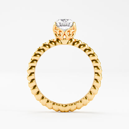 14K Solid Gold Rope Band Solitaire Diamond Ring | Twisted Braid Engagement Ring | Round Brilliant Diamond | Unique Proposal Ring for Her | Handcrafted Fine Jewelry