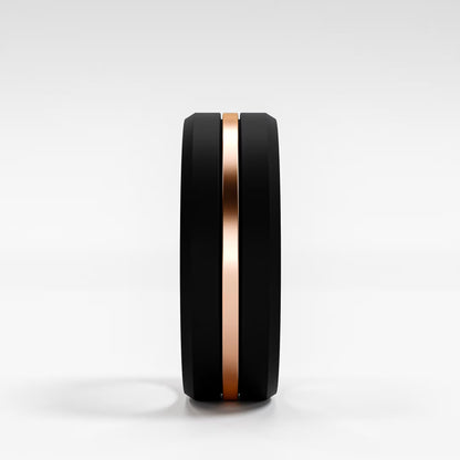 The Onyx Stripe - Black Onyx Band with Gold Center Inlay