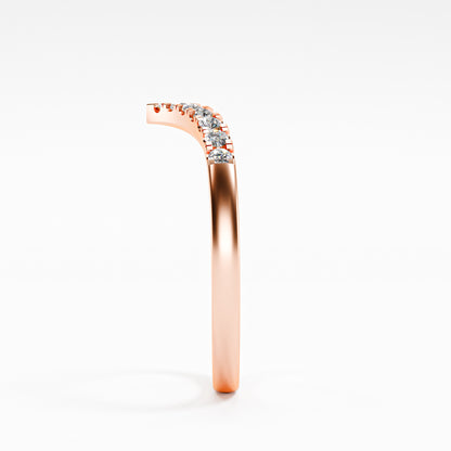The Chevron Band - Gold Diamond V-Shape Stackable Ring by Gehnok