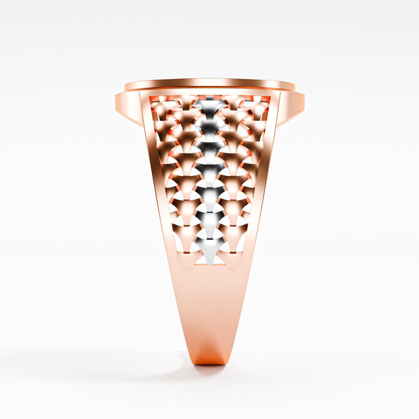 The Woven Dome - Tri-Color Gold Diamond Cluster Ring