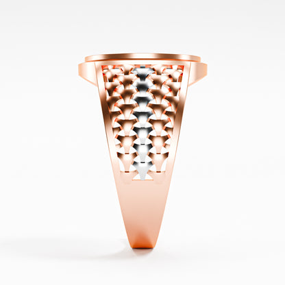 The Woven Dome - Tri-Color Gold Diamond Cluster Ring