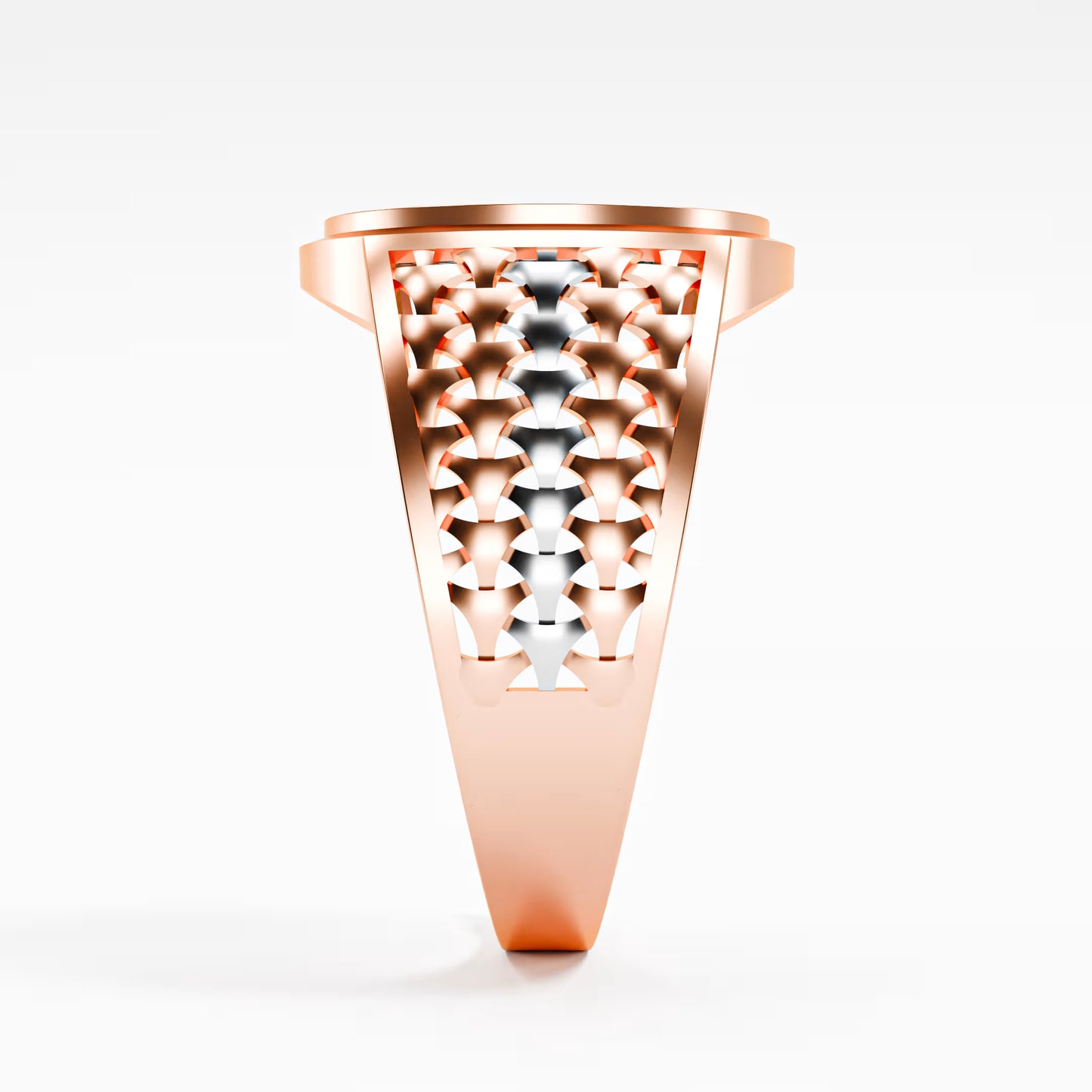 The Woven Dome - Tri-Color Gold Diamond Cluster Ring