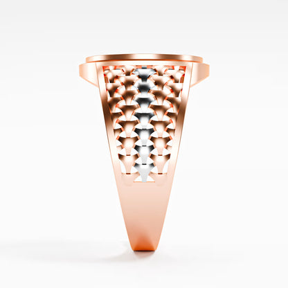 The Woven Dome - Tri-Color Gold Diamond Cluster Ring