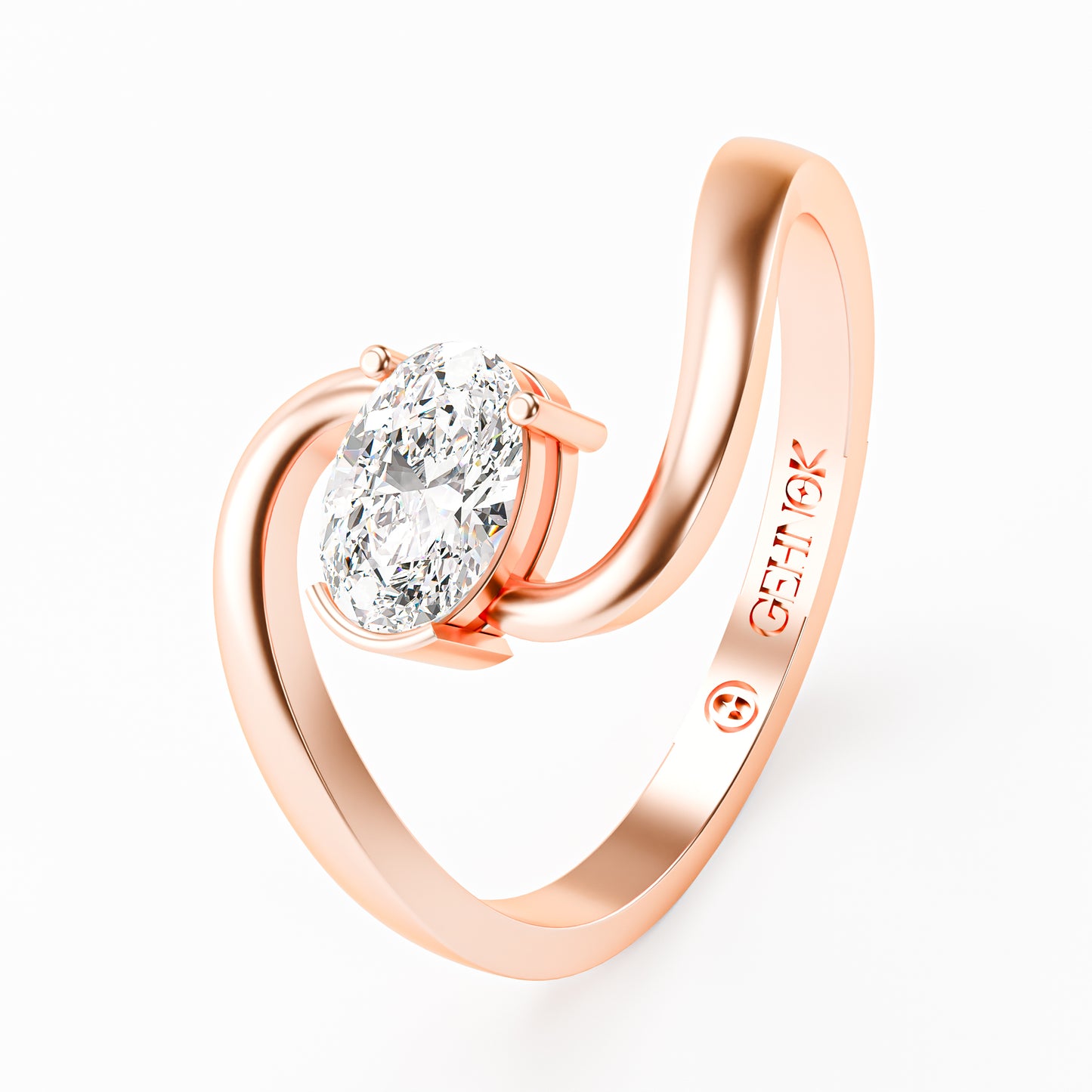 The Swirl - Oval Diamond Bypass Loop Ring by Gehnok