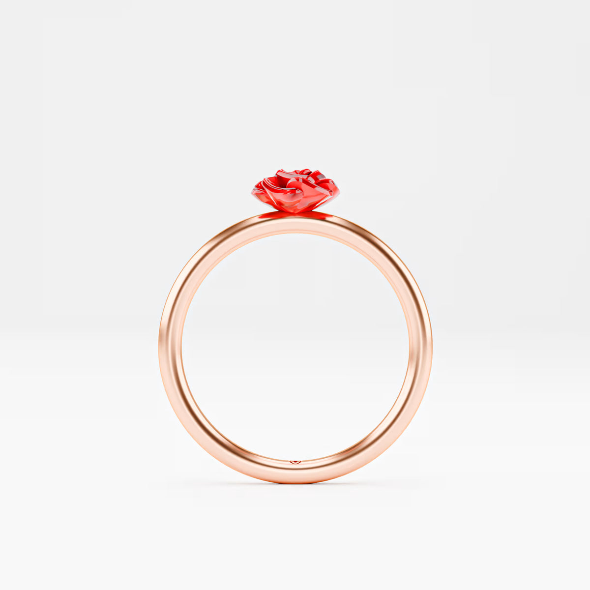 Red Enamel Rose Ring