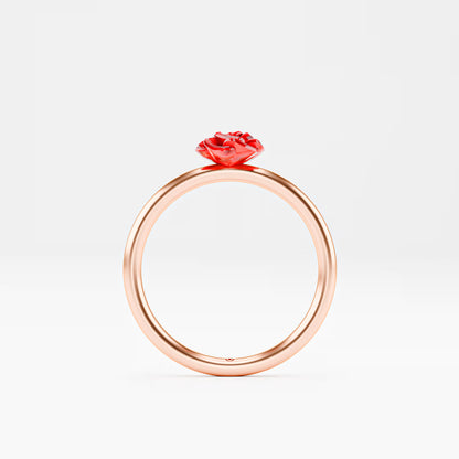 Red Enamel Rose Ring