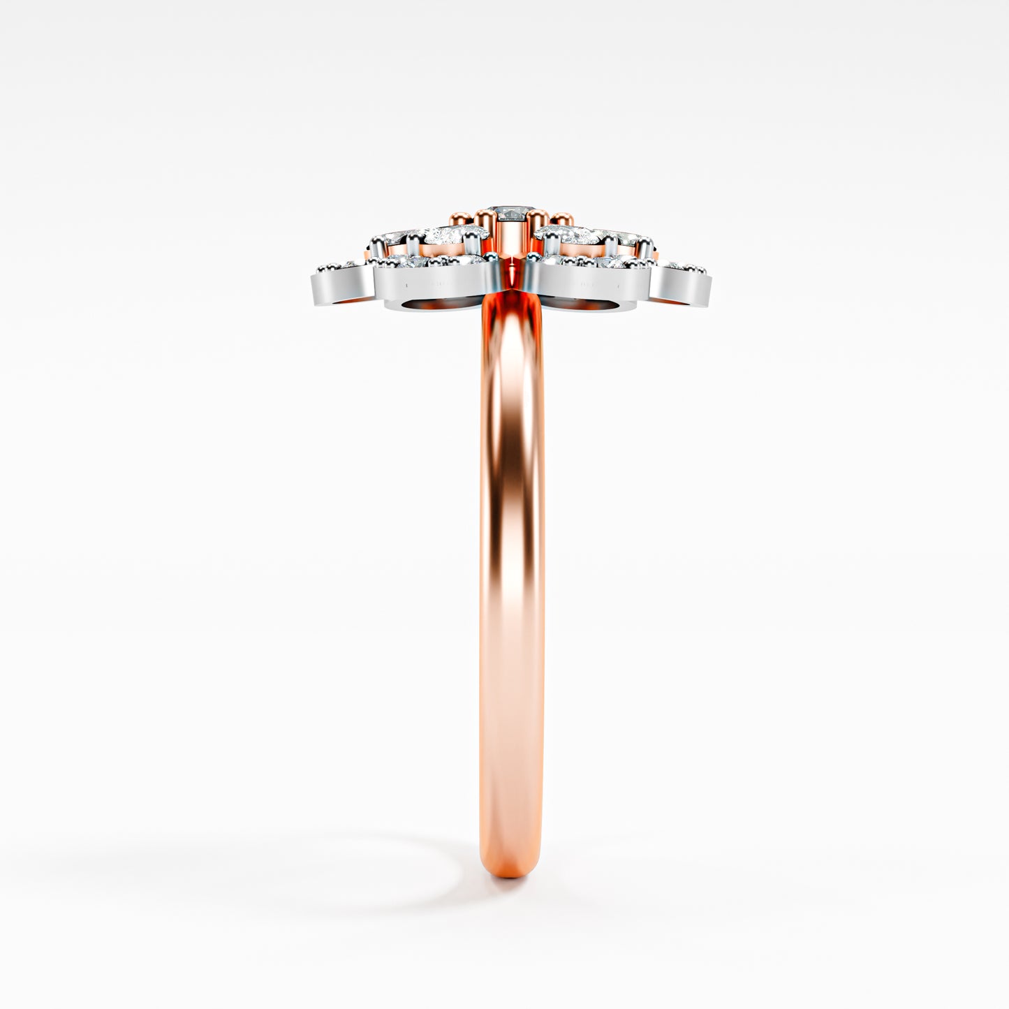 The Blossom - Two-Tone Gold Floral Diamond Cluster Ring by Gehnok