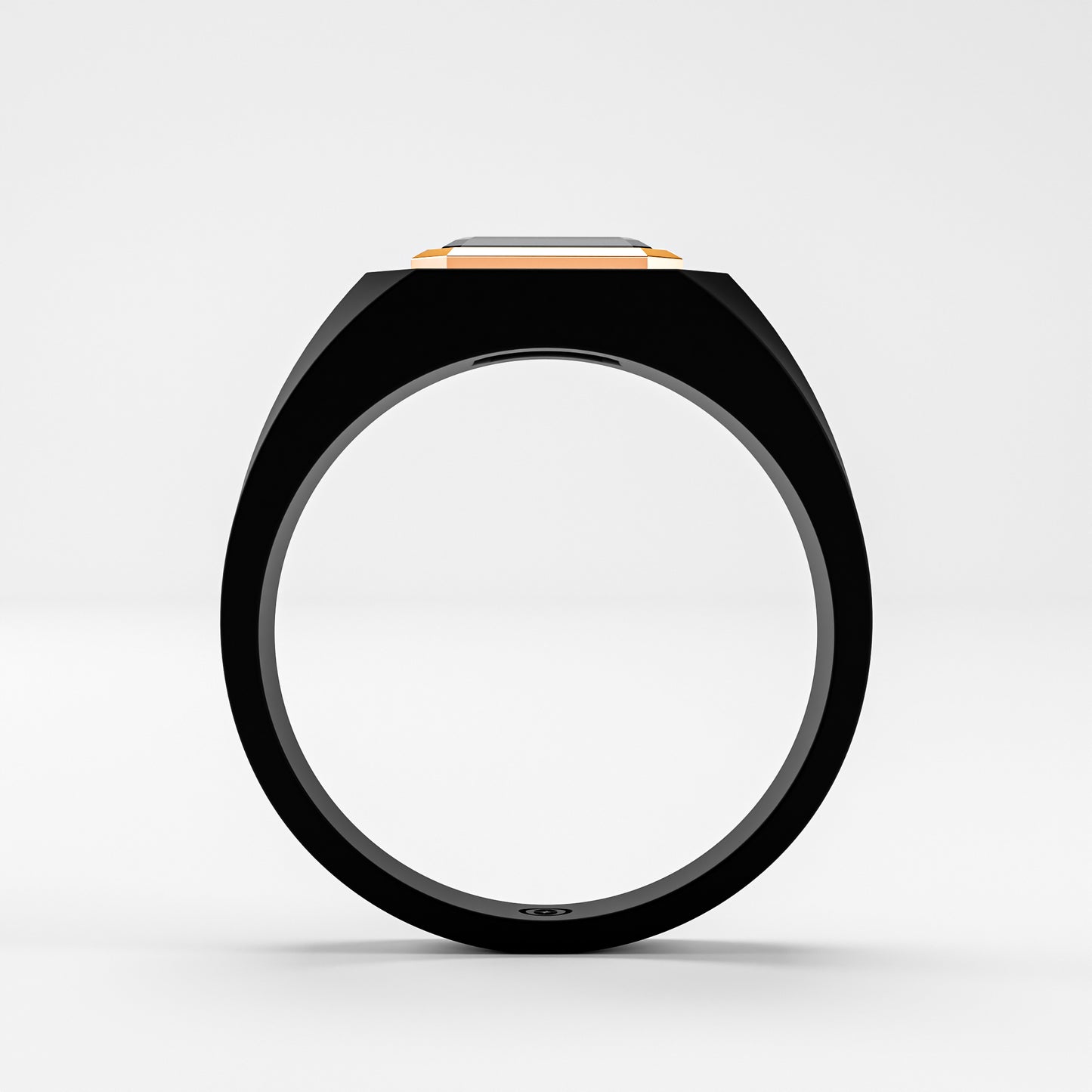 The Onyx Signet - Black Diamond Gold Bezel Ring