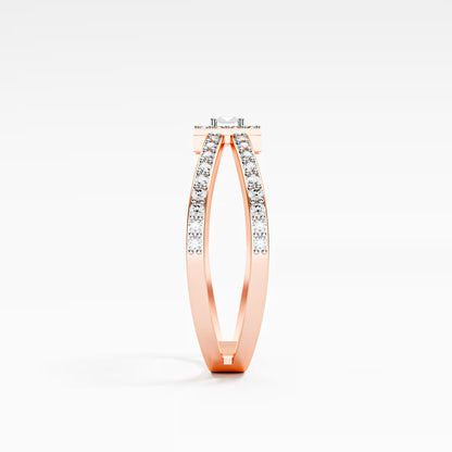 Emerald-Cut Halo Ring, Double Criss-Cross Pavé Band