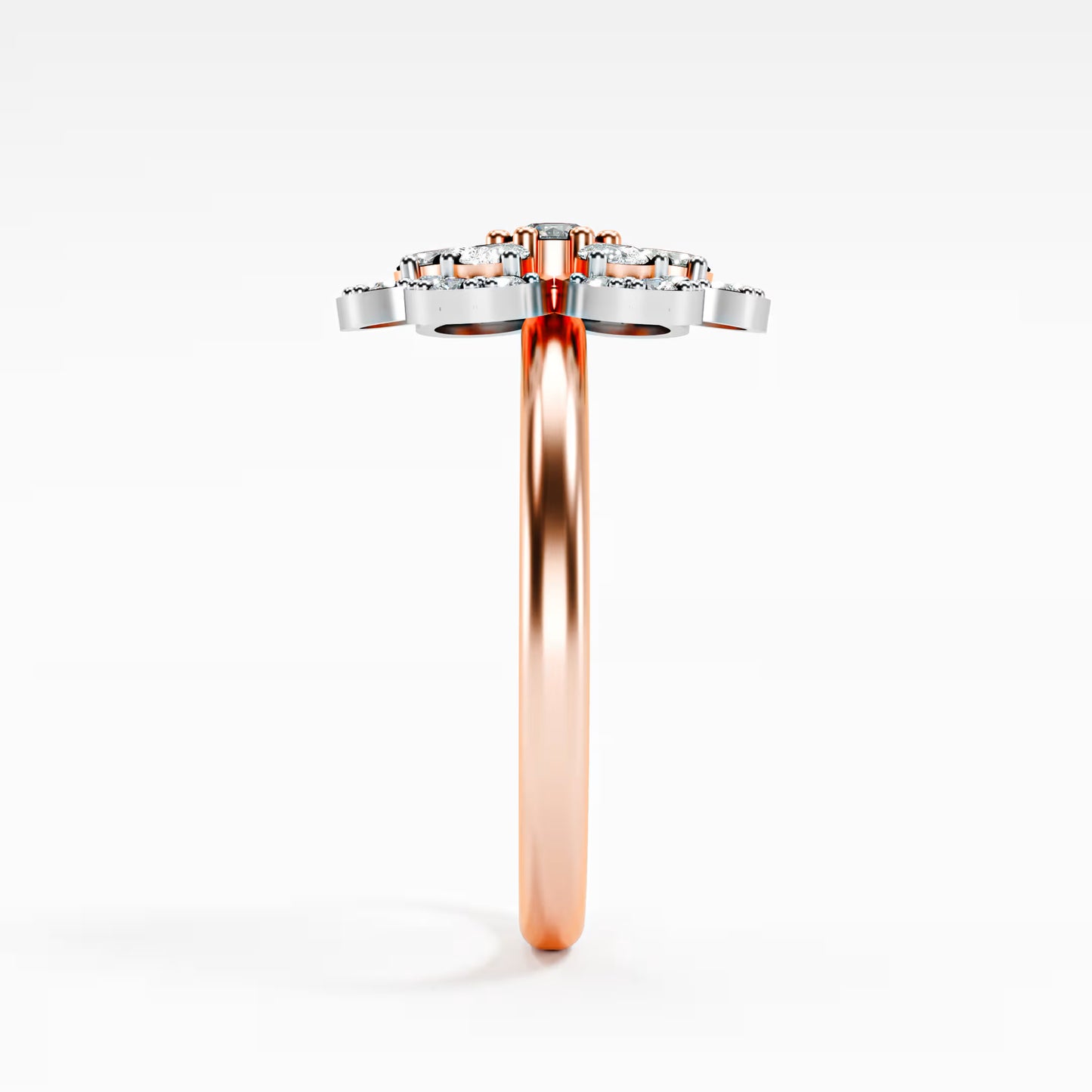 The Blossom - Two-Tone Gold Floral Diamond Cluster Ring by Gehnok