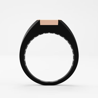 The Onyx Crown - Emerald Cut Diamond Ring on Black Onyx Band