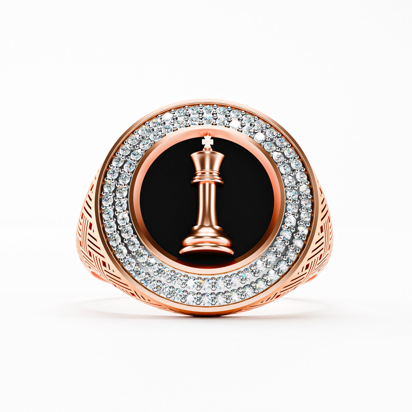 The King - Chess King Diamond Signet | onyx Ring by Gehnok