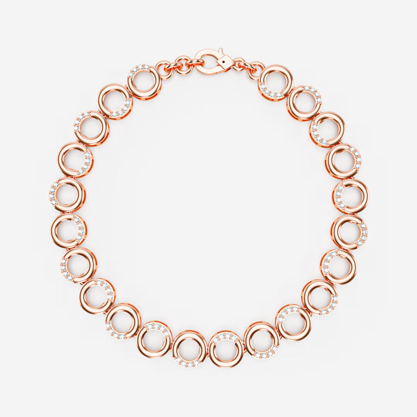 The Circle Link - Two-Tone Gold Diamond Pavé Geometric Bracelet