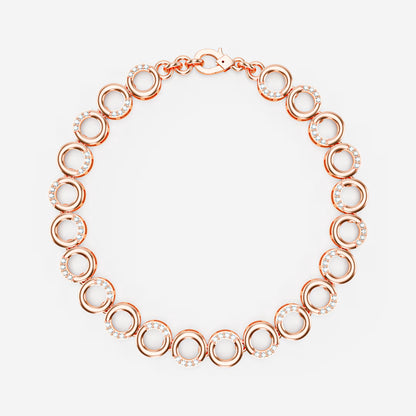 The Circle Link - Two-Tone Gold Diamond Pavé Geometric Bracelet