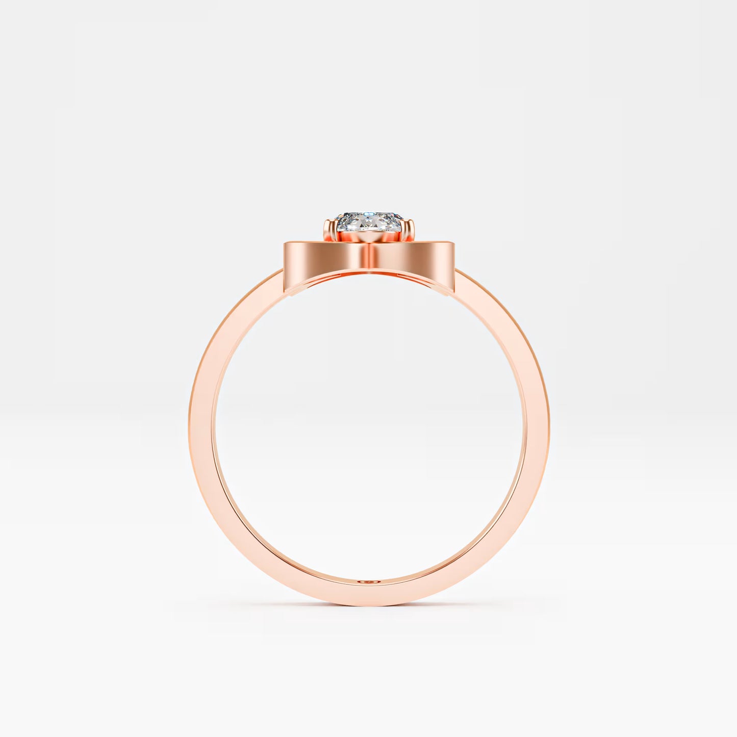 Lotus Four-Petal Solitaire Ring