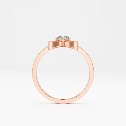 Lotus Four-Petal Solitaire Ring