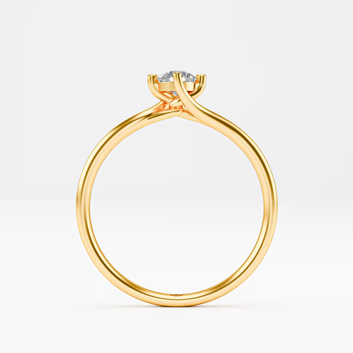 The Soft Solitaire - Gold Round Prong Diamond Comfort Fit Ring